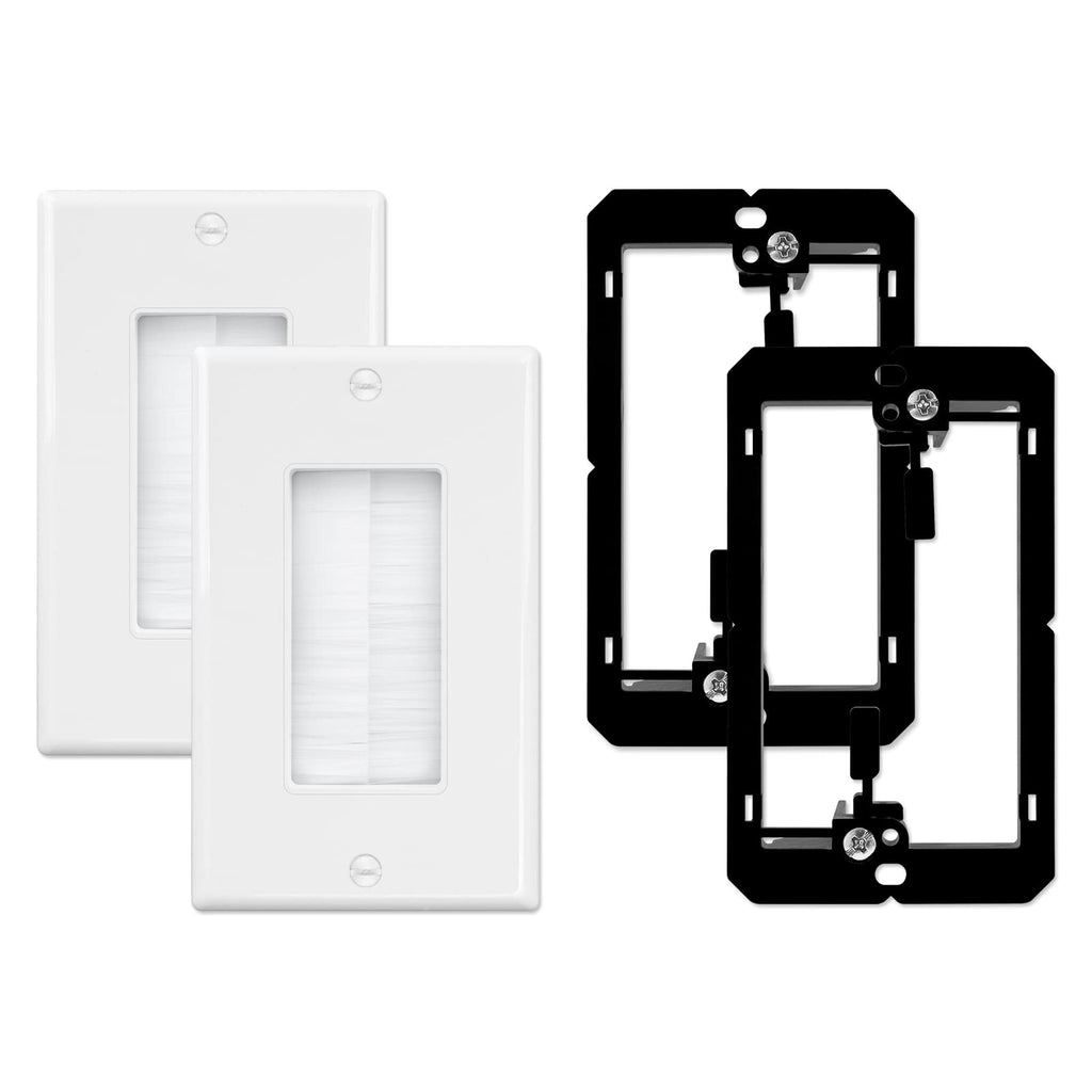 iwillink 2-Pack Brush Wall Plate with Low Voltage Mounting Bracket, White