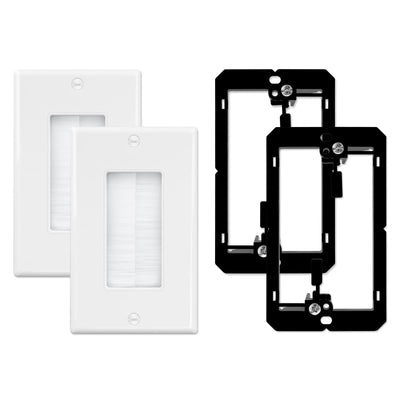 iwillink 2-Pack Brush Wall Plate with Low Voltage Mounting Bracket, White