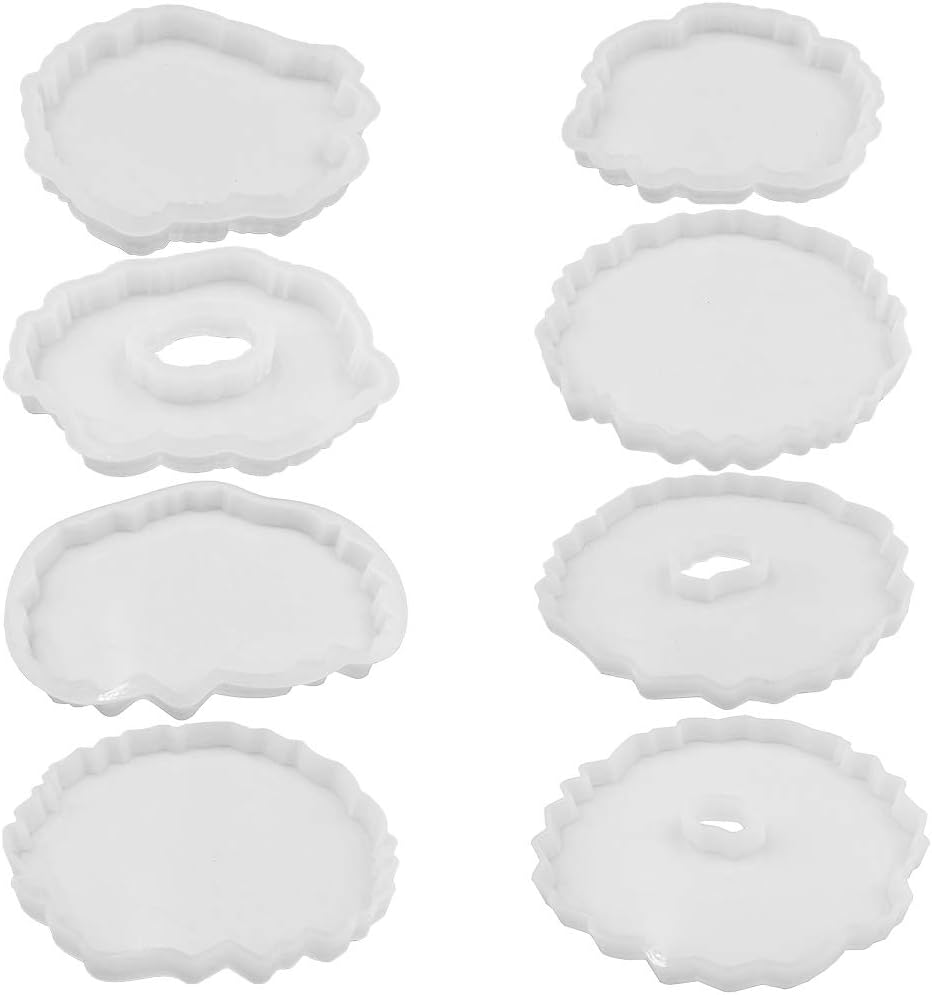 8Pcs Coaster Silicone Epoxy Resin Molds, Irregular Geode Coaster Resin Molds for DIY Crafts, Home Decoration, Making