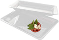 White Trays Rectangle Serving Trays with Lid, Plastic Tray and Lid Small Plastic Party Platters with Clear Lids White