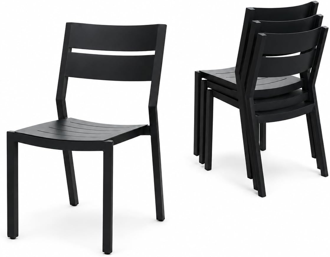 Aluminum Stackable Patio Dining Chairs Set of 4