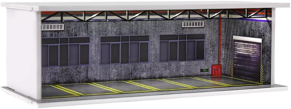 1/64 Scale Diorama Garage Display Case for Die-Cast Model Cars | Acrylic Cover, Storage with 6-Space Scene Parking