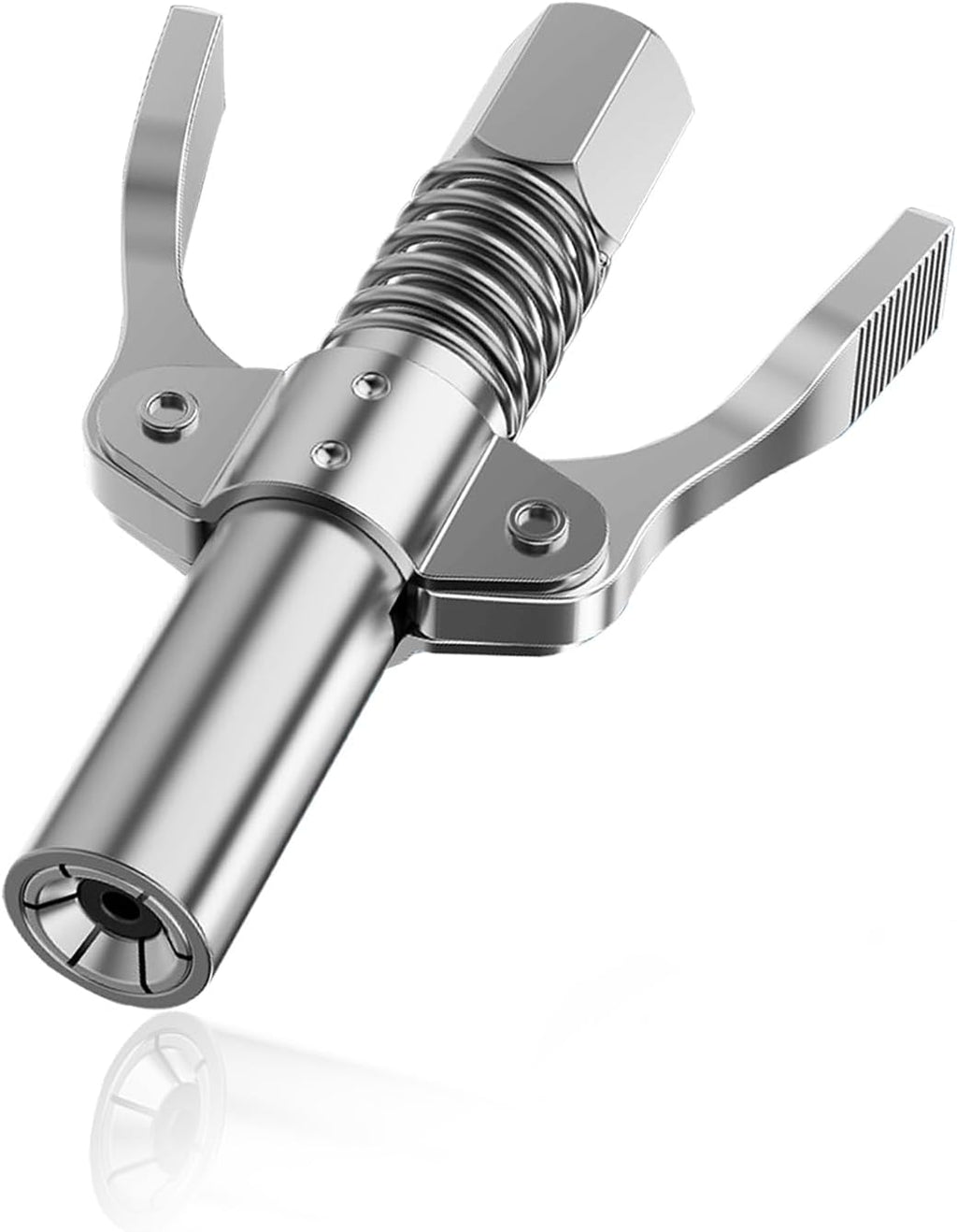 Grease Gun Coupler, Double Handles Quick Release Grease Nozzle Joint Fittings with 6 Thickened Jaws, 12000 PSI High Pressure Coupler Tips for 1/8" NPT All Lubricating Guns