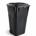 32 Gallon Wheeled Heavy Duty Garbage Can with Attached Lid, Durable Plastic Outdoor Trash Can for Home, Garage &