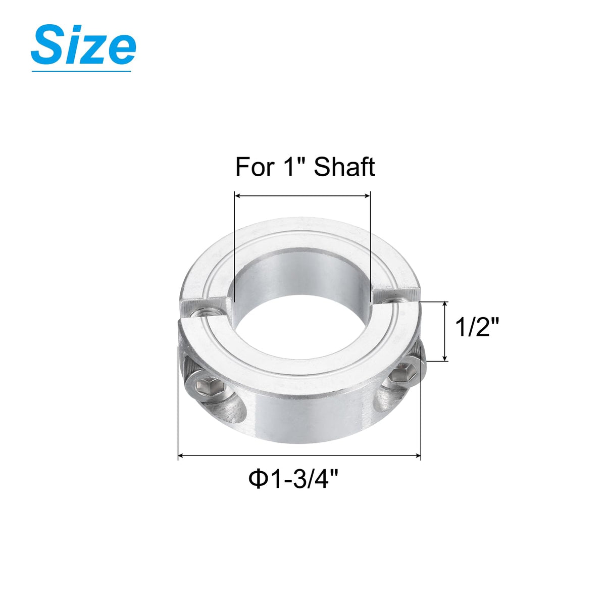 uxcell 2Pcs Double Split Clamp-On Shaft Collar 1" Bore, Aluminum Alloy