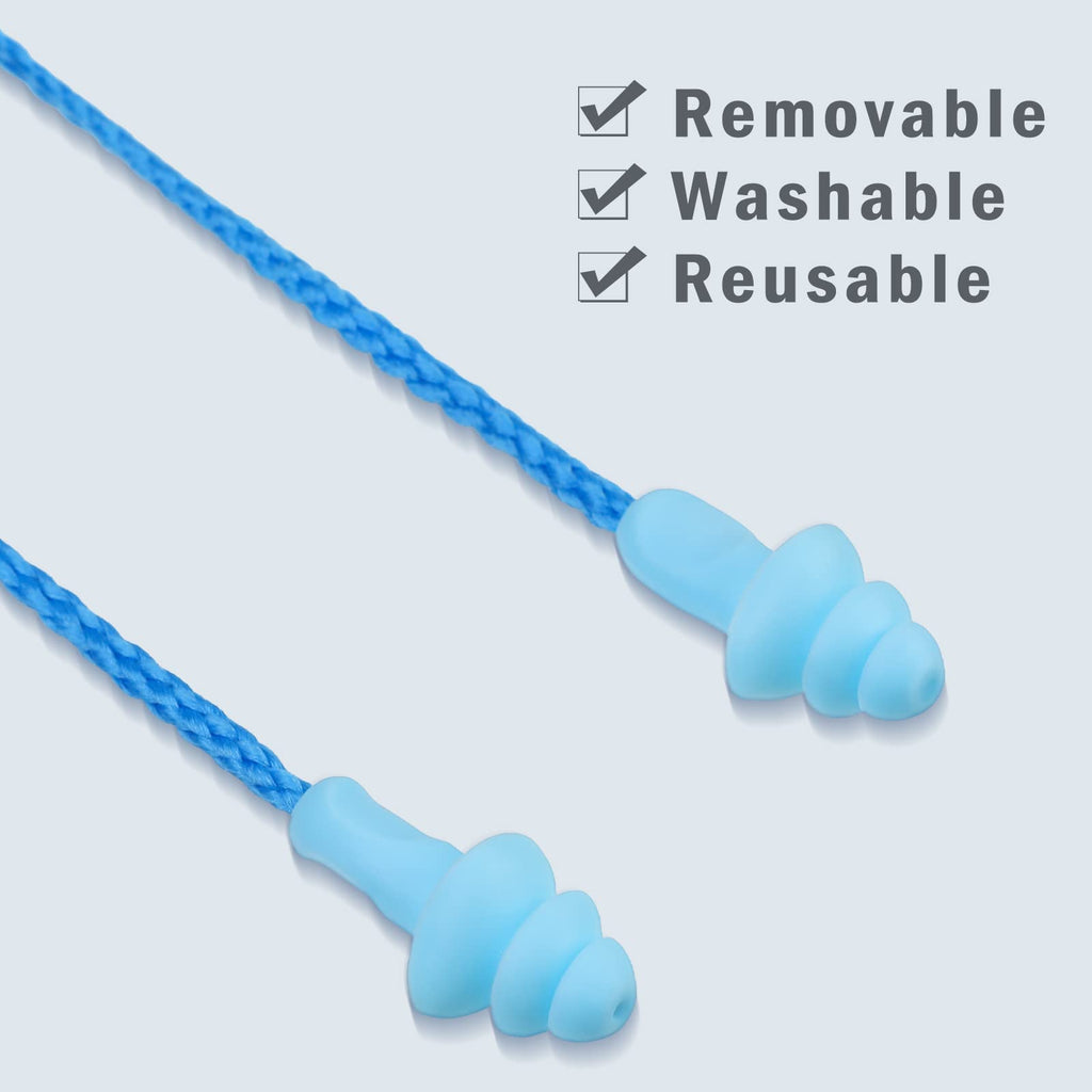 20 Pairs Silicone Earplugs Noise Cancelling, Blue