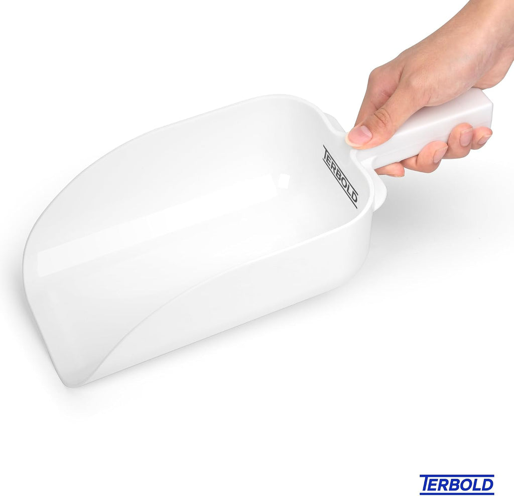 2pk Terbold Plastic Ice Scoop 64oz | Large Utility Plastic Hand Scooper