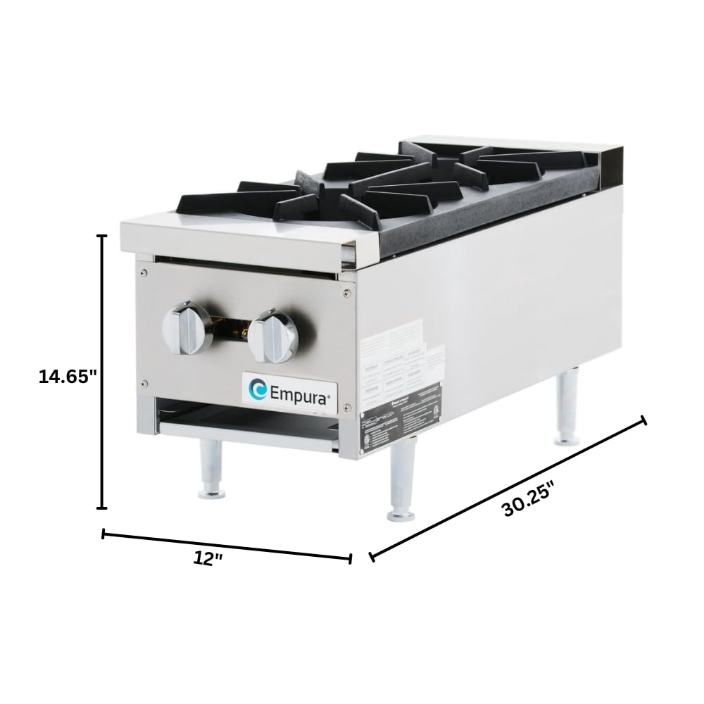 12" Heavy-Duty Gas Natural Gas Hot Plate Range | Countertop Stock Pot Stove for Commercial Kitchen Restaurant