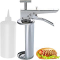 Quantitative Sauce Dispenser, Stainless Steel Burger Sauce Gun, with Squeeze Bottles