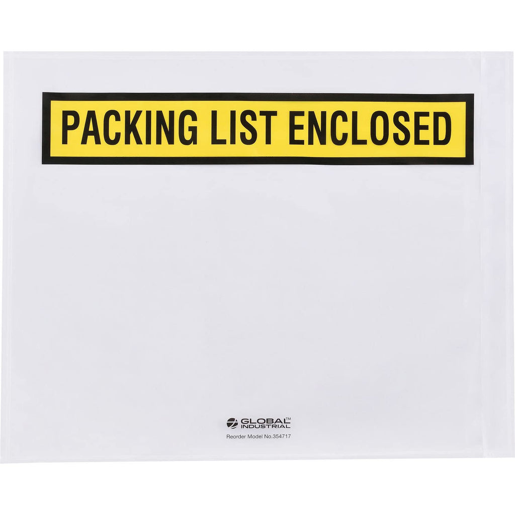 Panel Face Envelopes, "Packing List Enclosed", 12"L x 10"W, Yellow, 500/Pack