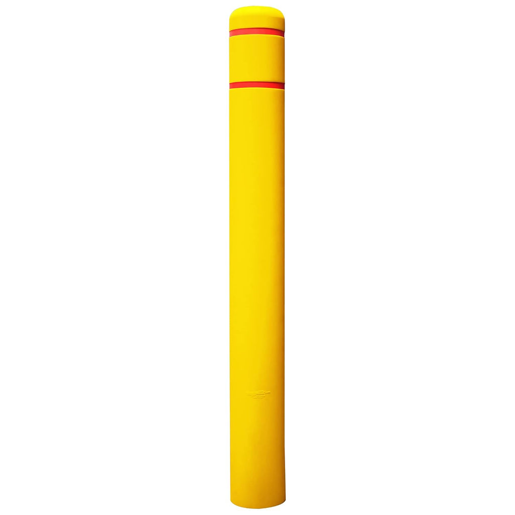 1/8" Yellow Safety Bollard Cover 6" with Red Stripes, 60" H. Installation Tape Included with Flat Top Bollard Post