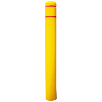1/8" Yellow Safety Bollard Cover 6" with Red Stripes, 60" H. Installation Tape Included with Flat Top Bollard Post