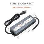 200W IP67 Waterproof Constant Voltage LED Driver Power Supply Transformer, 100-130V AC Universal Input with Plug