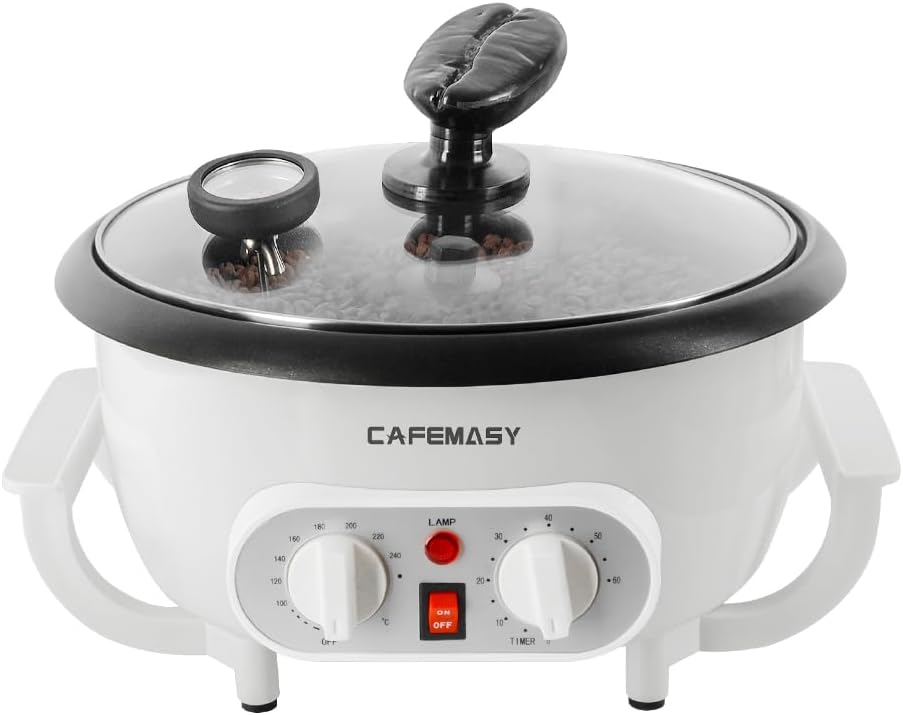 Home Coffee Bean Roaster Machine - CAFEMASY Coffee Bean Handle Design Electric Automatic Coffee Roaster with Timer