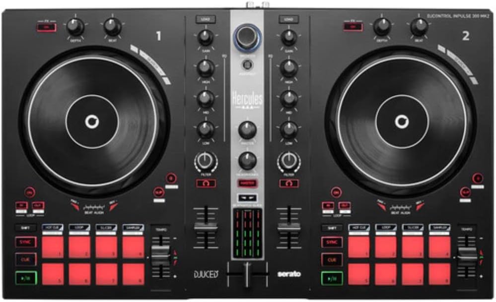 Hercules DJ Control Inpulse 300 MK2 2-Deck USB DJ Controller for Serato DJ Lite and DJUCED Bundle with ProX XB-DJCS