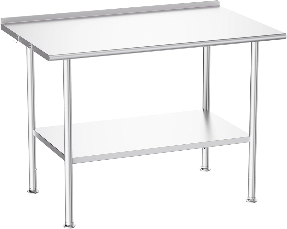 NSF Stainless Steel Prep Table 30X48 inch with Backsplash