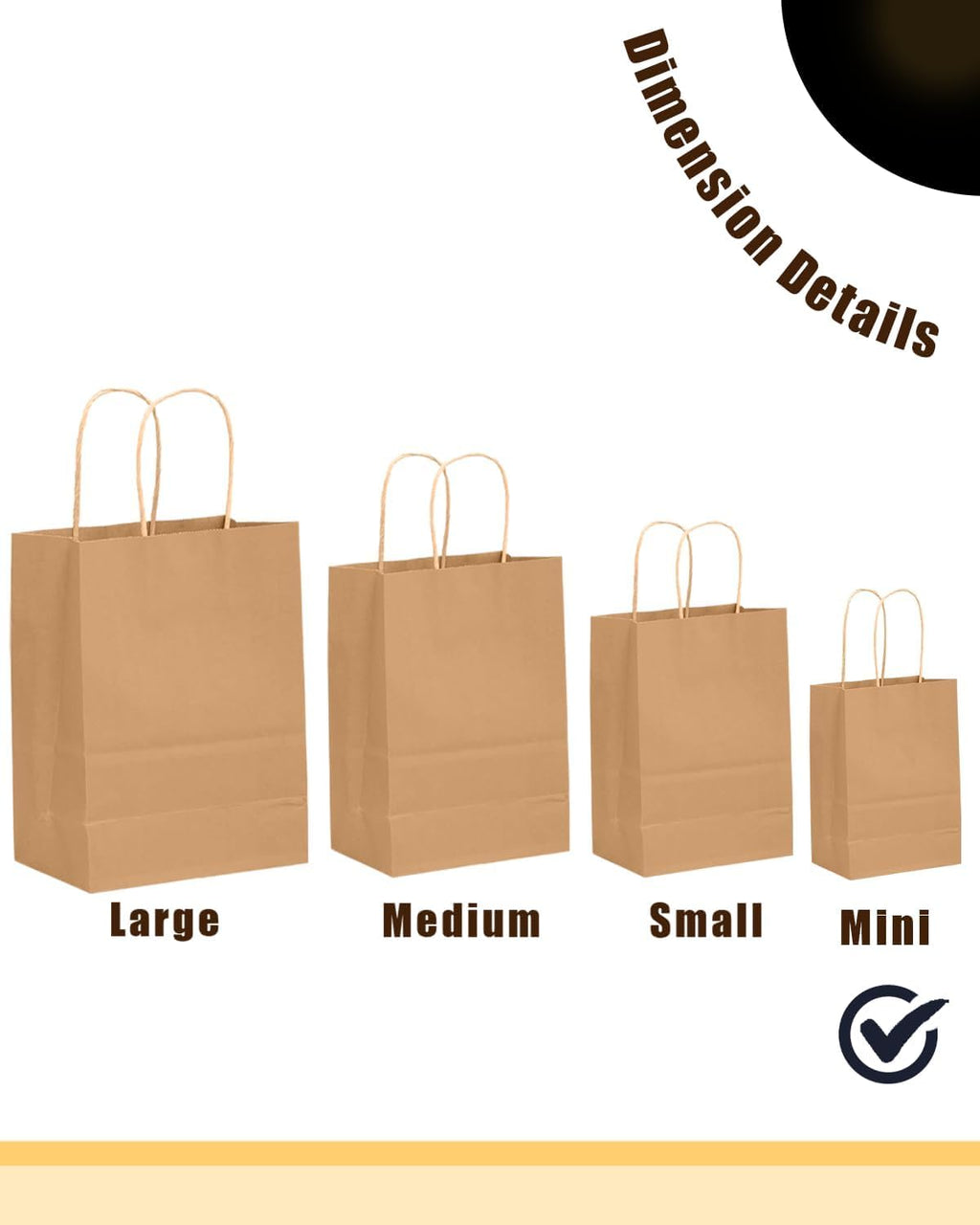 30-Packs Brown Gift Bags with Handles Bulk 4.5"x2.5"x6" Mini Size Party Paper Bags