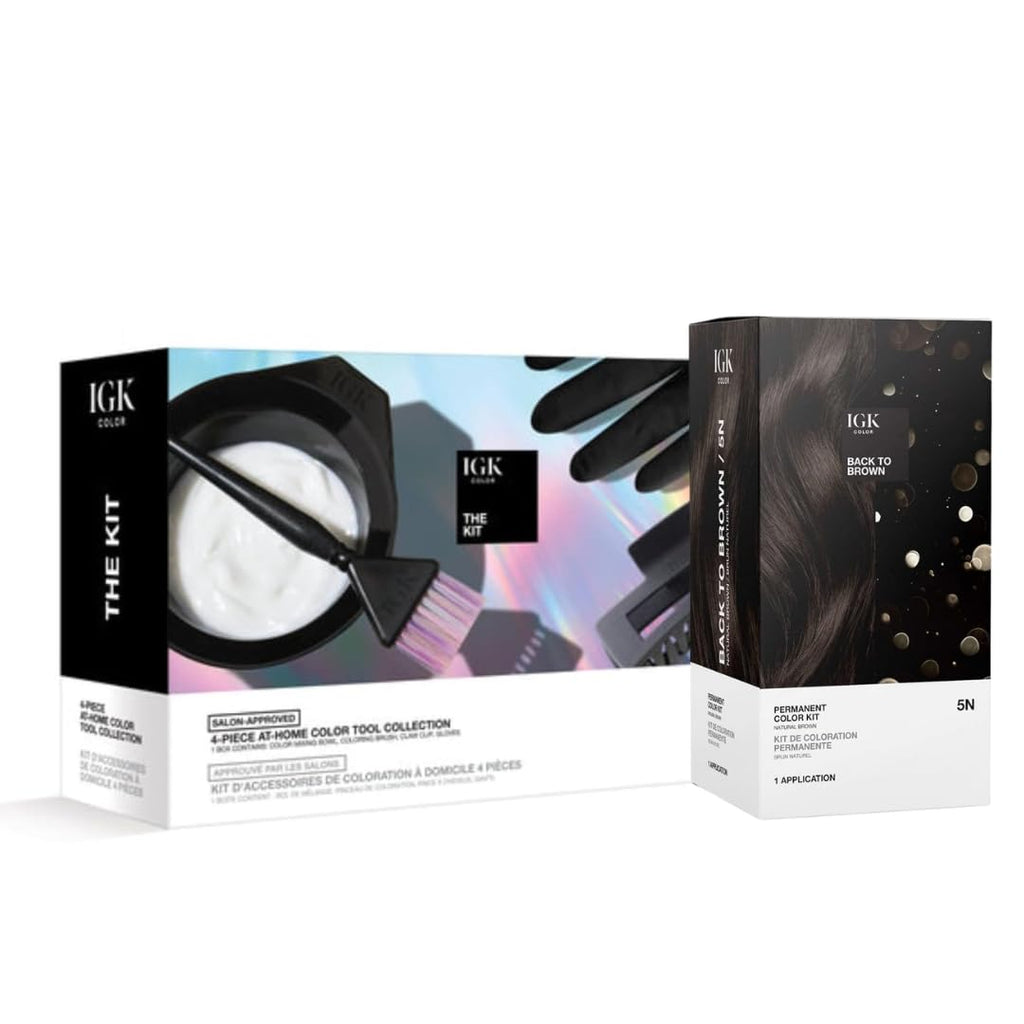 Permanent Hair Dye Kit + At-Home Color Tools Set, Back to Brown 5N