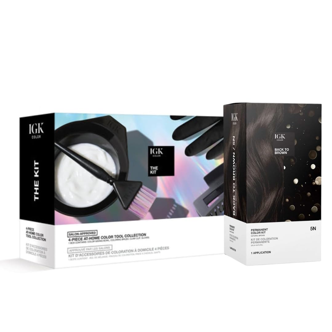 Permanent Hair Dye Kit + At-Home Color Tools Set, Back to Brown 5N