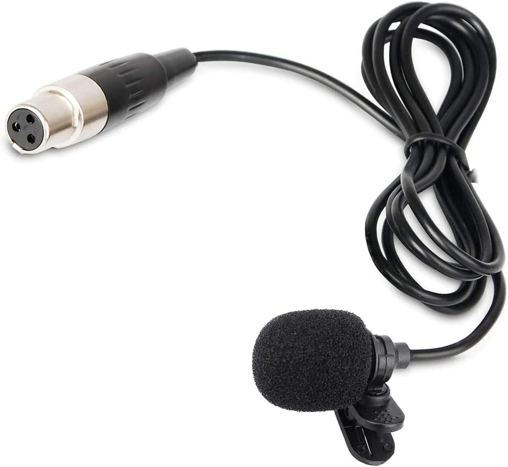 Lavalier Lapel Microphone with Mini XLR Jack, Hand-Free Clip-on Lapel Mic Compatible with Wireless Mic System UHF