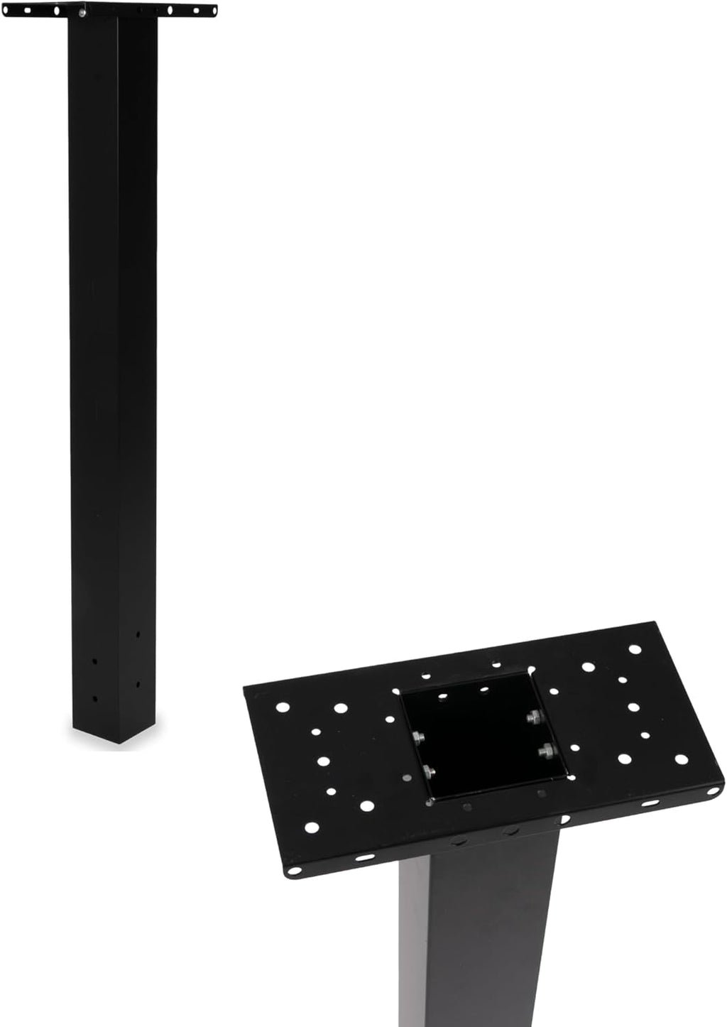 Black Metal Mailbox Post for Outside, 43x4x4 inch Metal Post Sleeve with Two Universal Mailbox Mounting Bracket for