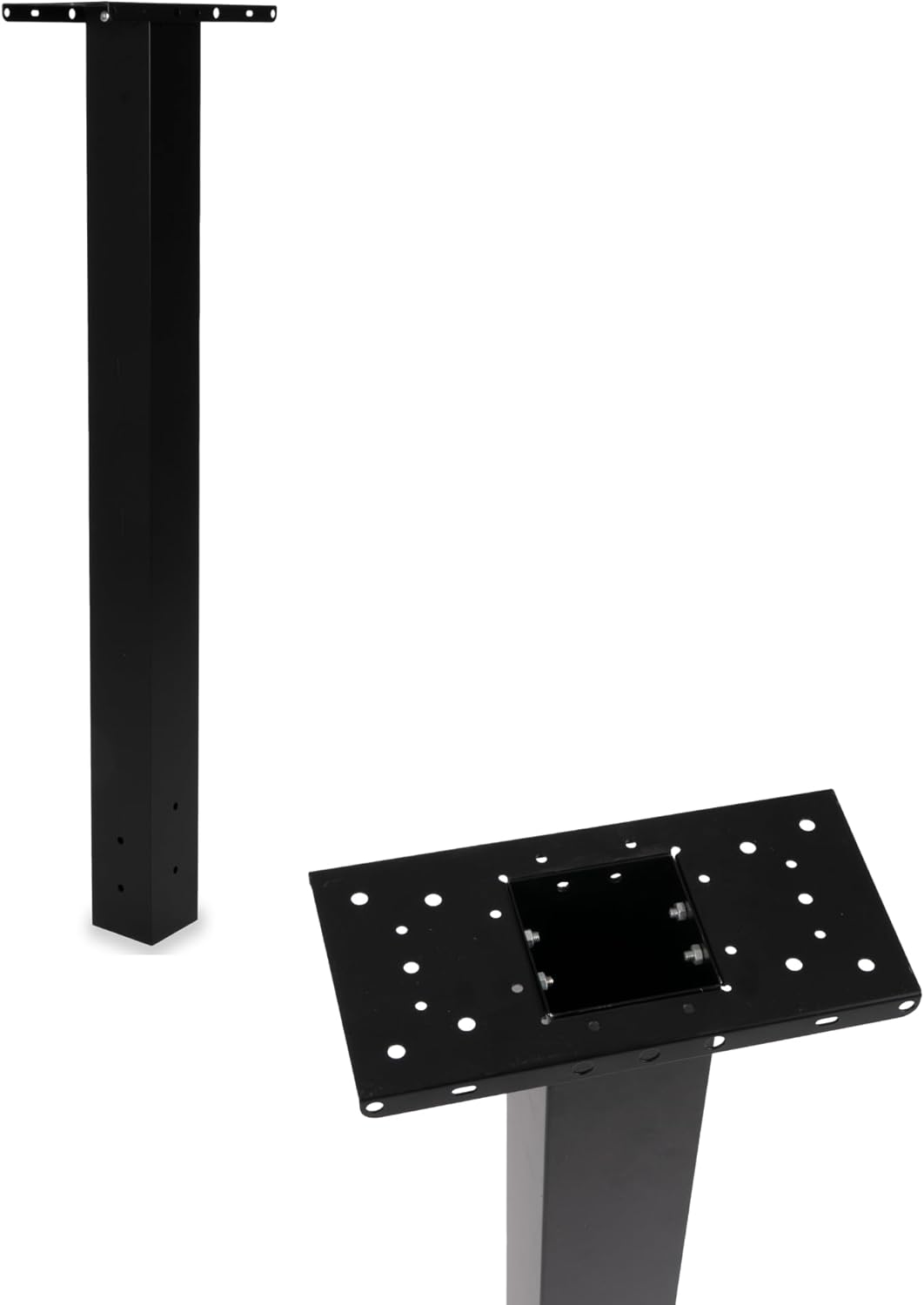 Black Metal Mailbox Post for Outside, 43x4x4 inch Metal Post Sleeve with Two Universal Mailbox Mounting Bracket for