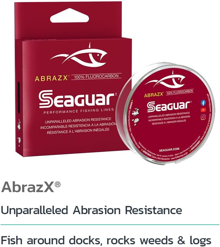 AbrazX Freshwater Abrasion Resistant Fluorocarbon Fishing Line for Docks, Rocks, Weeds, & Logs - Multiple Sizes