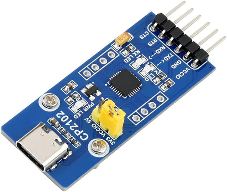CP2102 USB to UART (TTL) Communication Converter Module, Compatible with 3.3V Logic Level, USB-C Connector