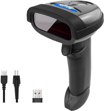 Wireless Barcode Scanner, Handheld 1D Laser Barcode Reader | 1D Printed Bar Code Reader for retail checkout, library