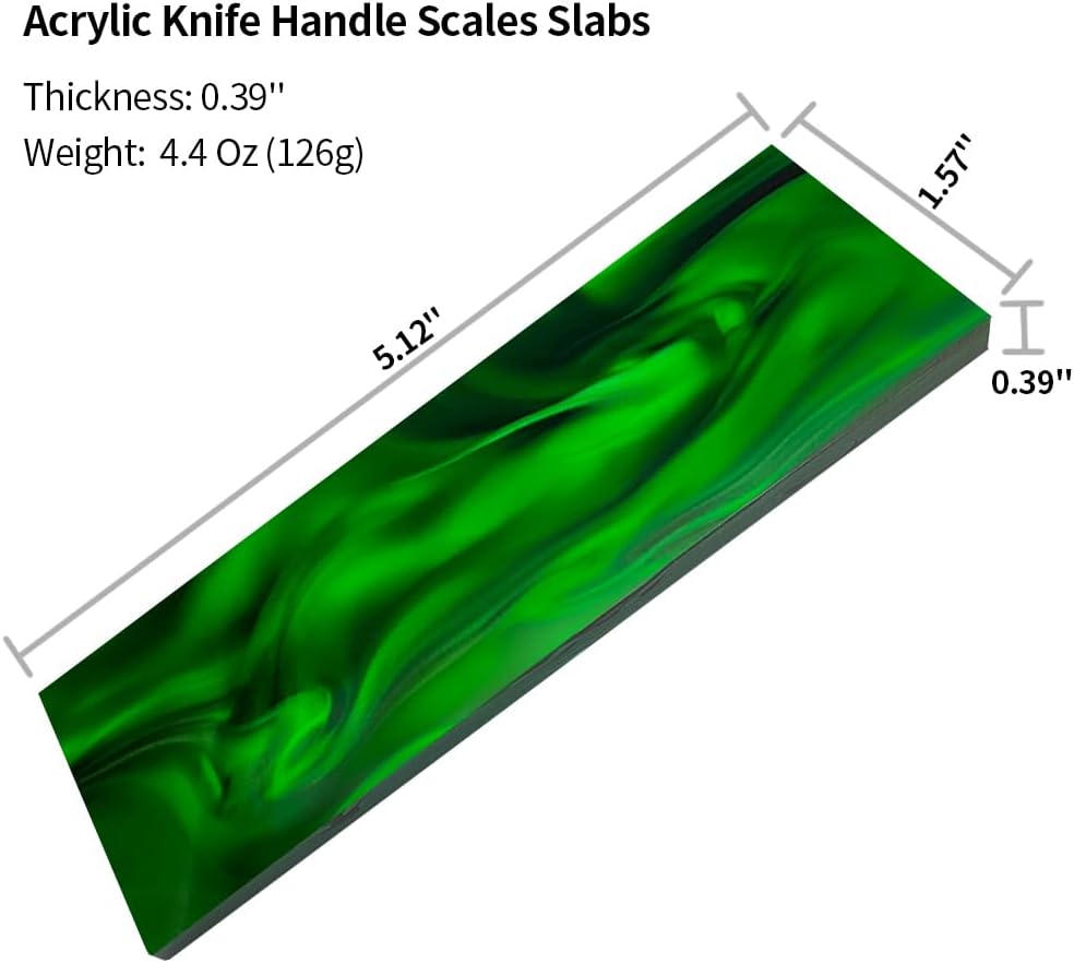 Acrylic Knife Handle Scales Slabs for Knife Making, 2 Pcs | Synthetic Green Pearl, DIY Knife Handle Material
