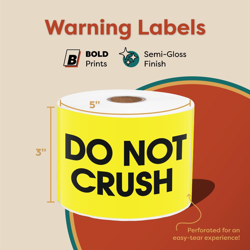 3" X 5" Do Not Crush Shipping Stickers (500 Stickers, 1 Roll)