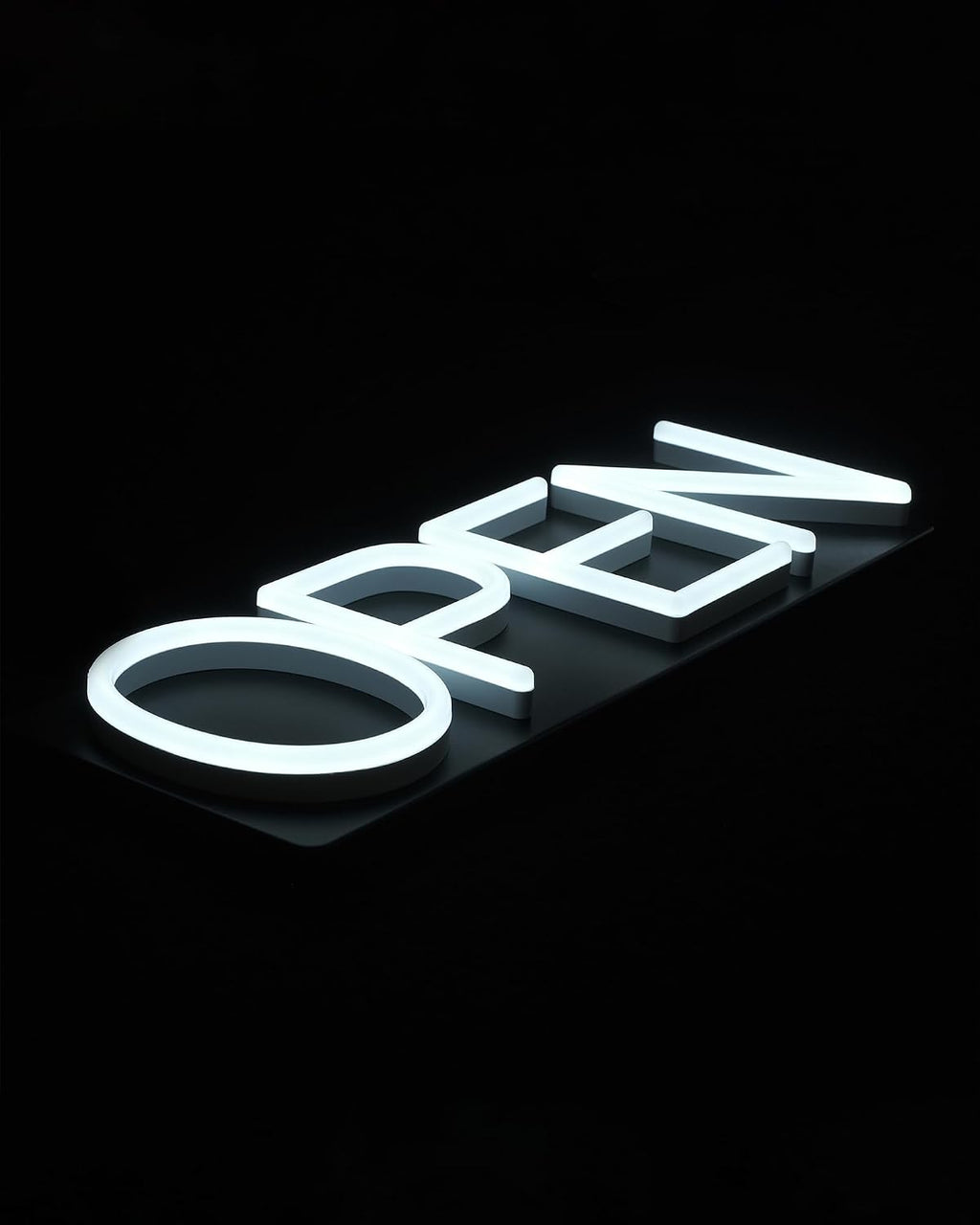 White Neon Open Sign 20inx7in LED Light w/Remote Controller, Electric Light Up Open Sign for Business Store