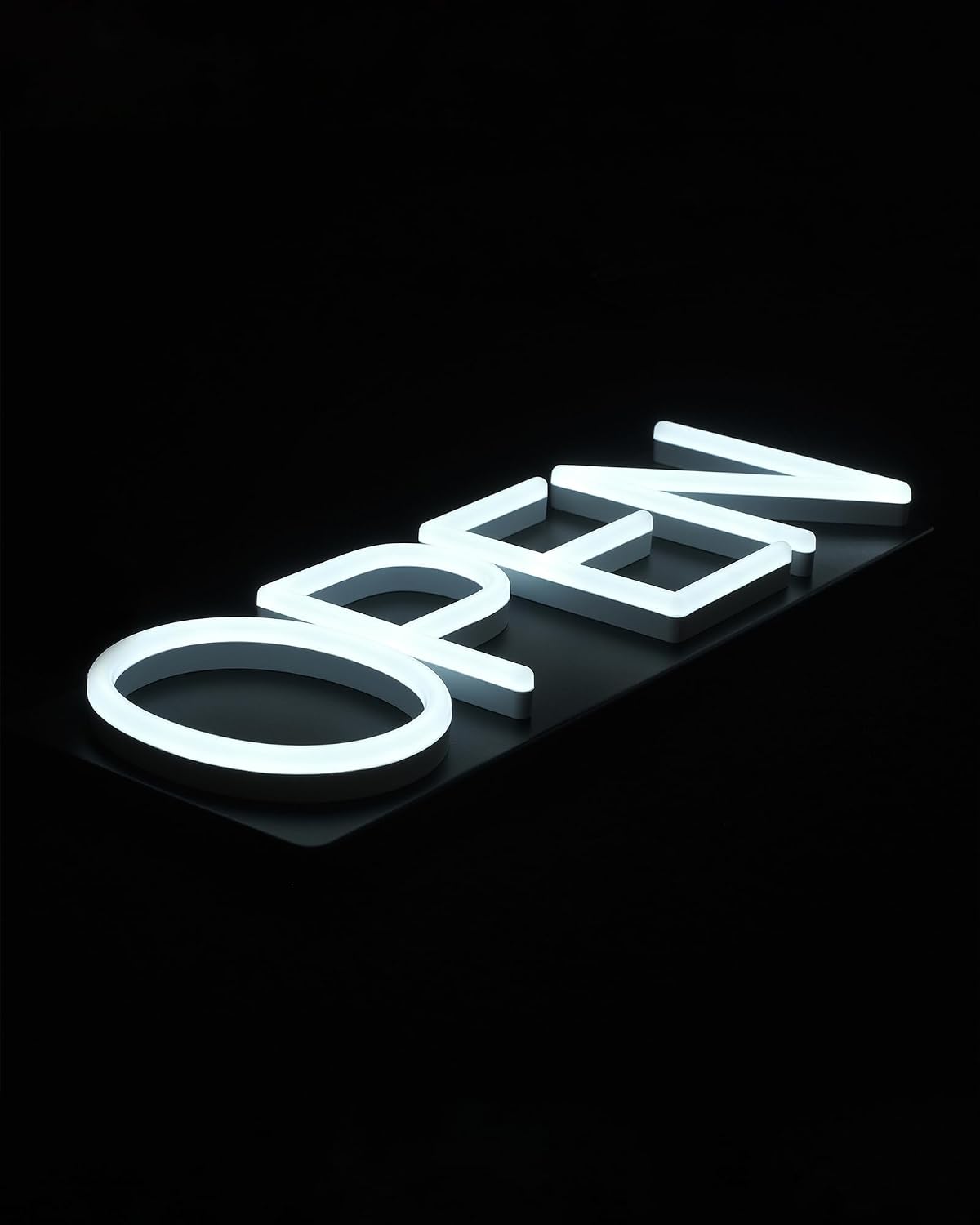 White Neon Open Sign 20inx7in LED Light w/Remote Controller, Electric Light Up Open Sign for Business Store
