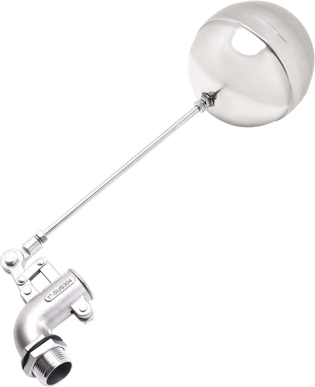 Adjustable Float Ball Valves - 1" NPT Male Thread Stainless Steel 304 Elbow Flow Control Float Valve for Automatic Water Level Control Tank Pond Water Tower