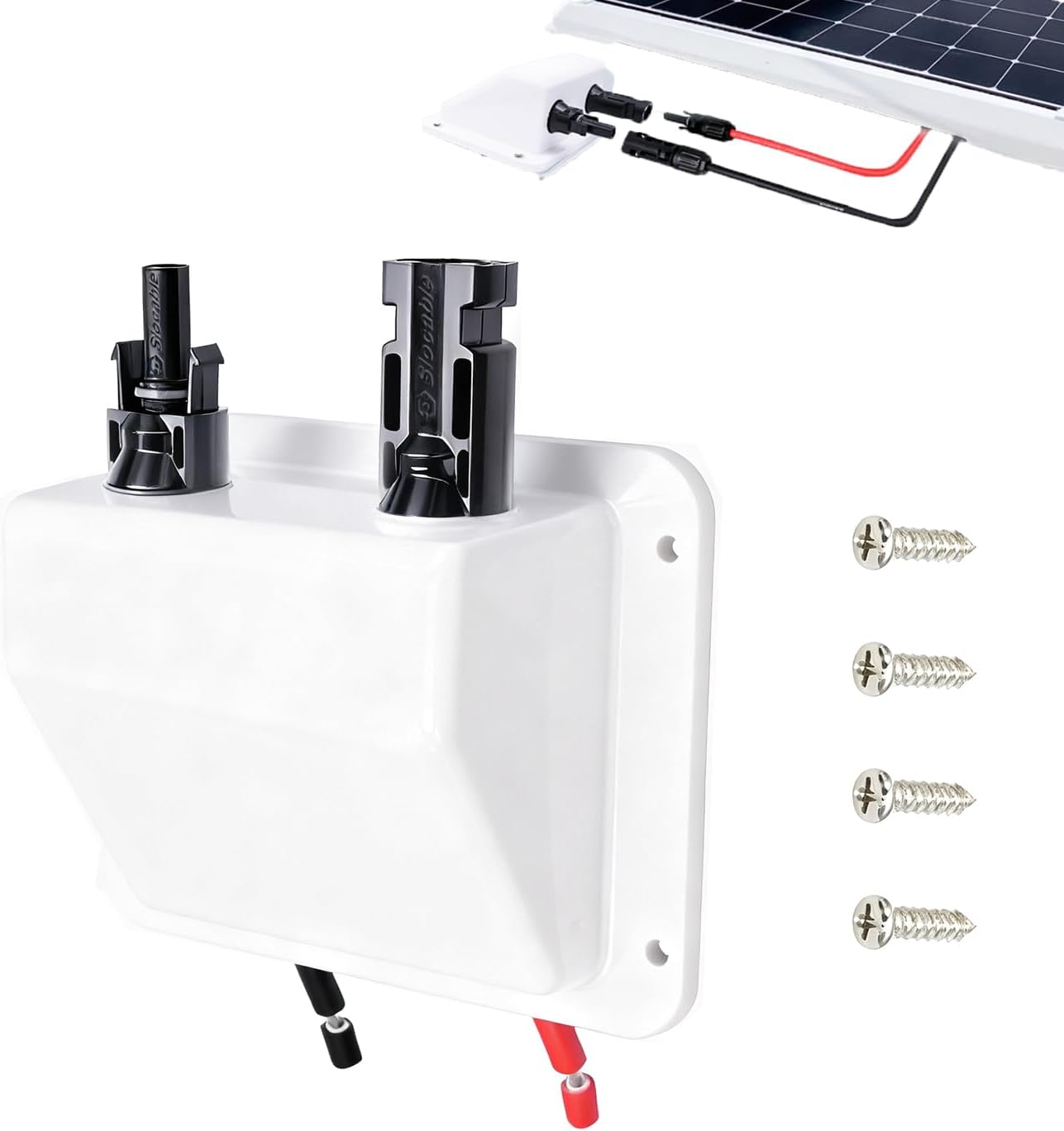 Solar Cable Entry Gland,1Ft/30cm 10AWG Soft Solar Extension Cable and Connector, UV Resistance Dual Cable Entry Gland