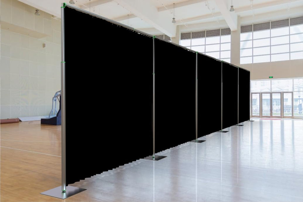 Adjustable Heavy Duty Portable 10FT X 50FT Pipe and Drape Backdrop Kit (Black Drape) Quick Set Up Without Tools for