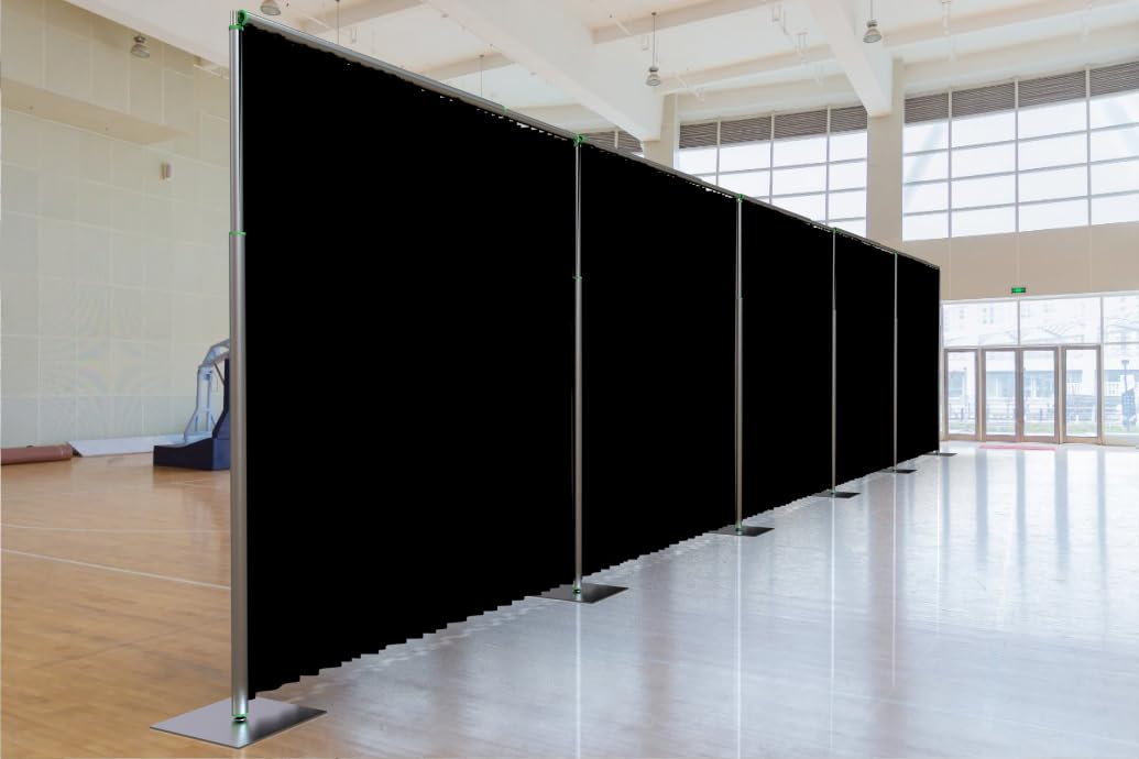 Adjustable Heavy Duty Portable 10FT X 50FT Pipe and Drape Backdrop Kit (Black Drape) Quick Set Up Without Tools for