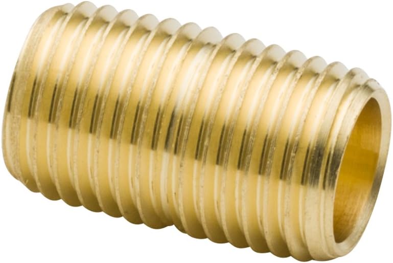 Brass Close Nipple Pipe Fitting,1/2" x 1/2" NPT Male (Pack of 5)