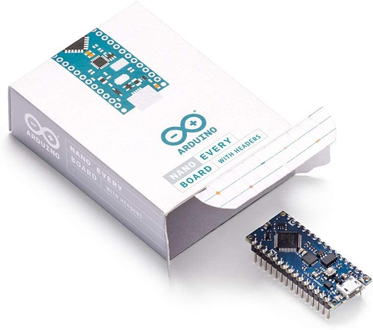 Arduino Nano Every with Headers [ABX00033] - Compact ATmega4809 Microcontroller with Micro USB, 20 Digital I/O, 6 Analog Inputs, and Easy Prototyping for DIY Projects