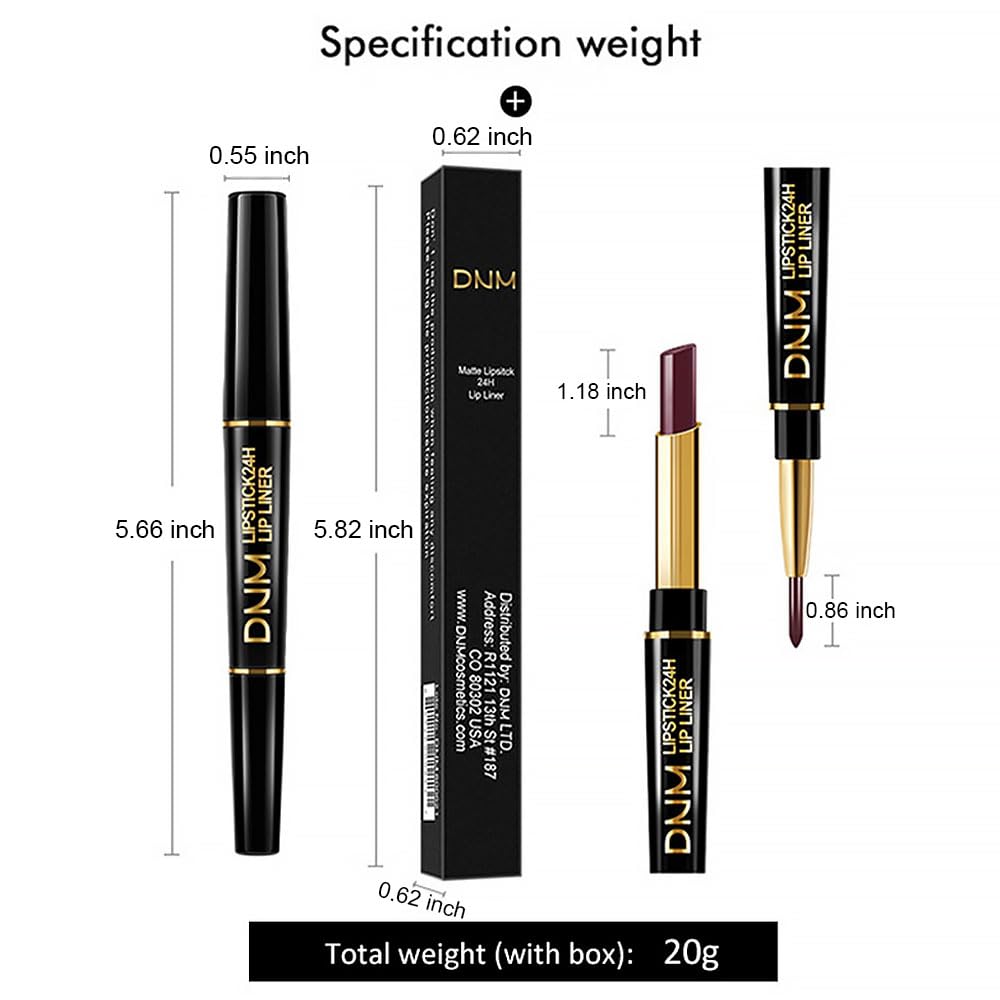 2-in-1 Peach Lip Liner & Lipstick Set Kit for Women, Matte Lips Kit with Lip Liner Lip Stains Long Lasting Waterproof
