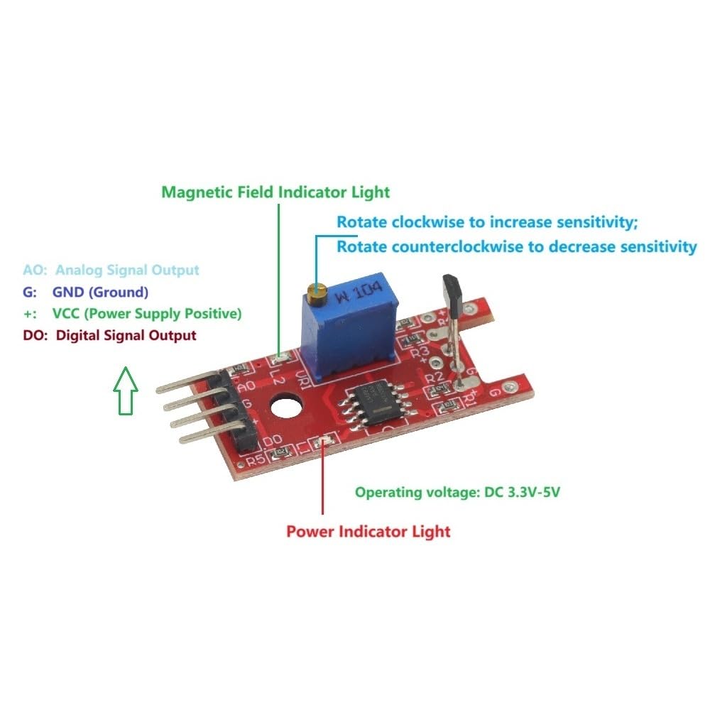 5PCS Linear Hall Effect Sensor Module Speed Counting Magnetic Switch for Arduino DIY Projects