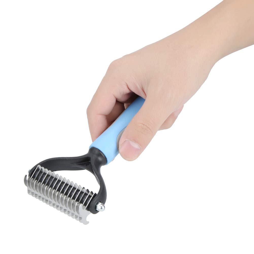 Pet Hair Knot Comb Dog Cat Fur Removal Brush Stainless Steel Grooming Tool for Long Short Hair Pets Blue Pink S L