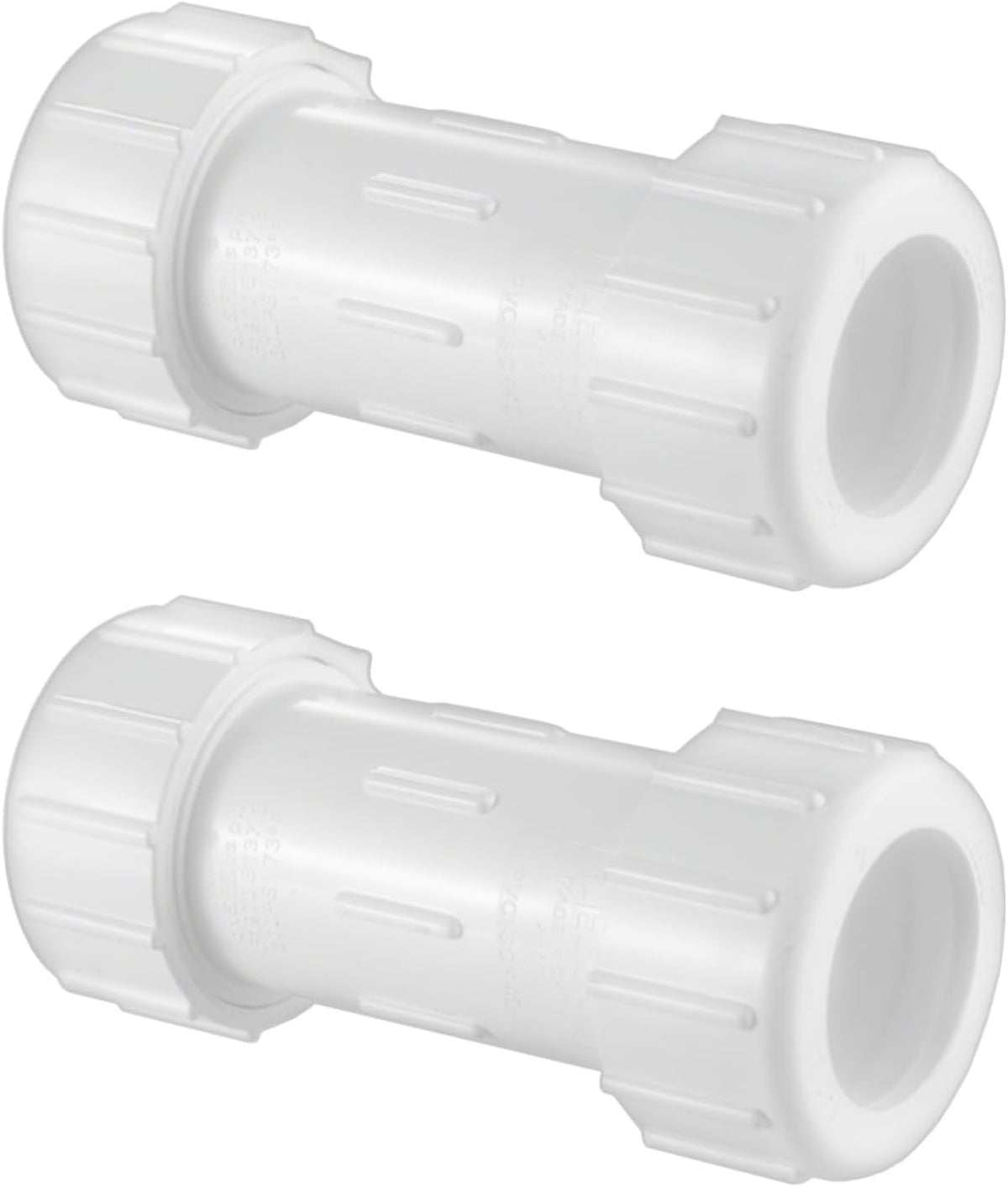 LESSO 1-1/2" PVC Compression Coupling Fittings, 2PCS, NFS White