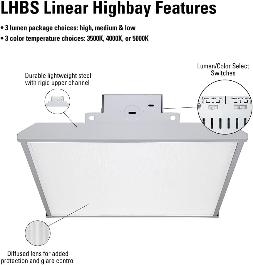 Metalux LHBS 1.6ft LED Linear High Bay LED 400W Equivalent
