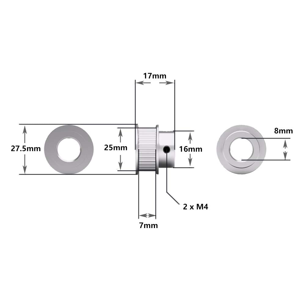 2PCS GT2 Timing Belt Pulley 40 Teeth Bore 8mm Synchronous Wheel