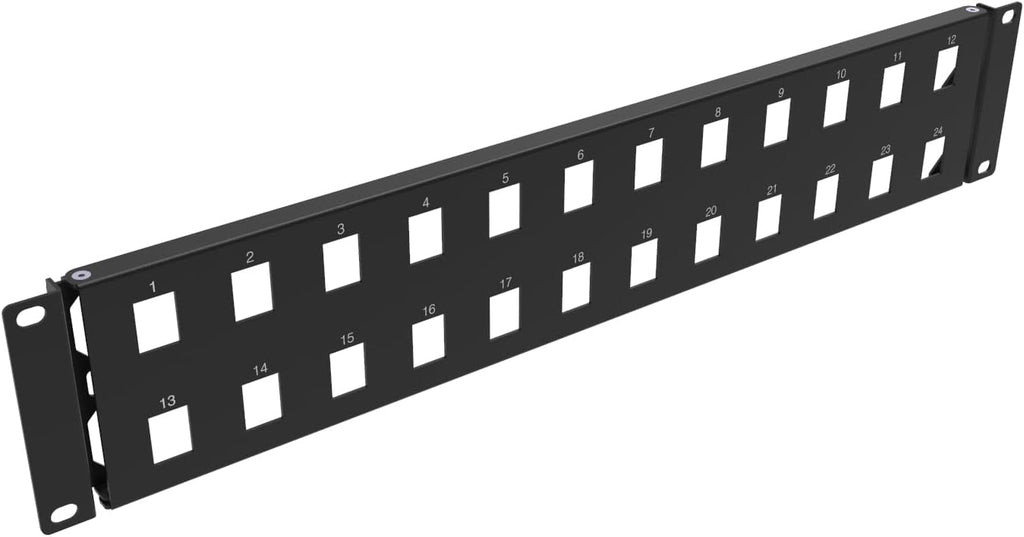 2U Hinged 24-Port Blank Keystone Patch Panel Metal