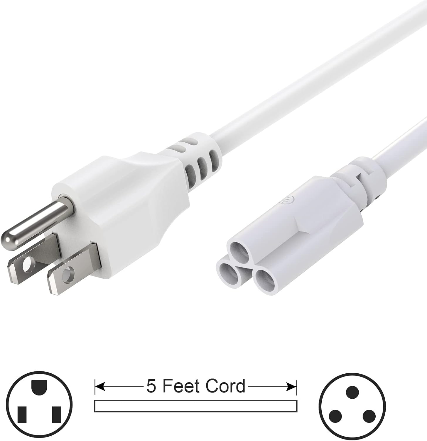 5FT Plug Power Cord T5 T8 LED Tube Power Cable,5FT 3-Outlet Power Cord for LED Shop Lights