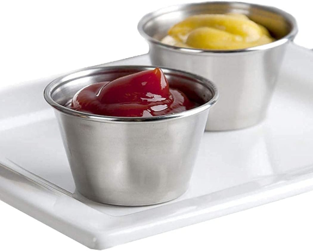Small Sauce Cups, Stainless Steel Ramekin Dipping Sauce Cup, Commercial Grade Individual Round Condiment cups (12