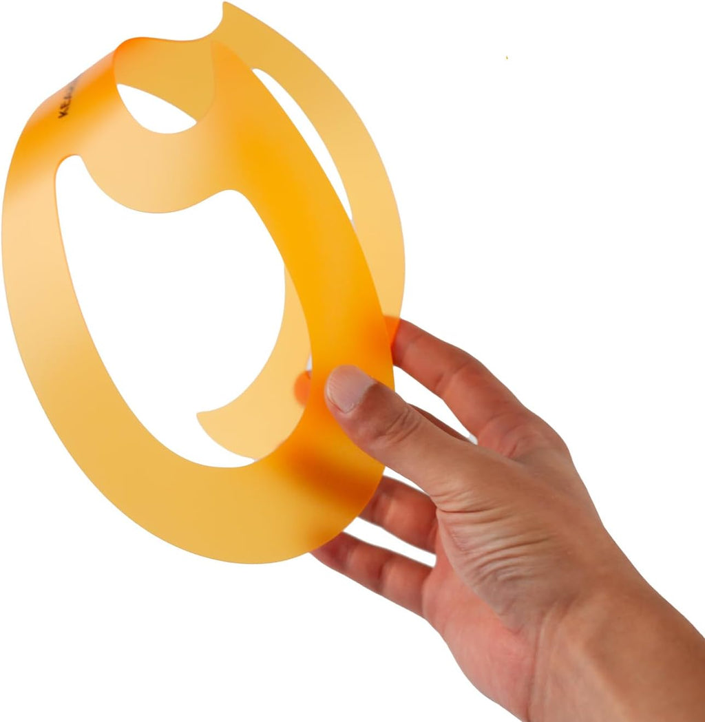 42cm Large French Curve Ruler - Flexible Orange Sewing Template | Extra-long 42cm flexible transparent orange PVC