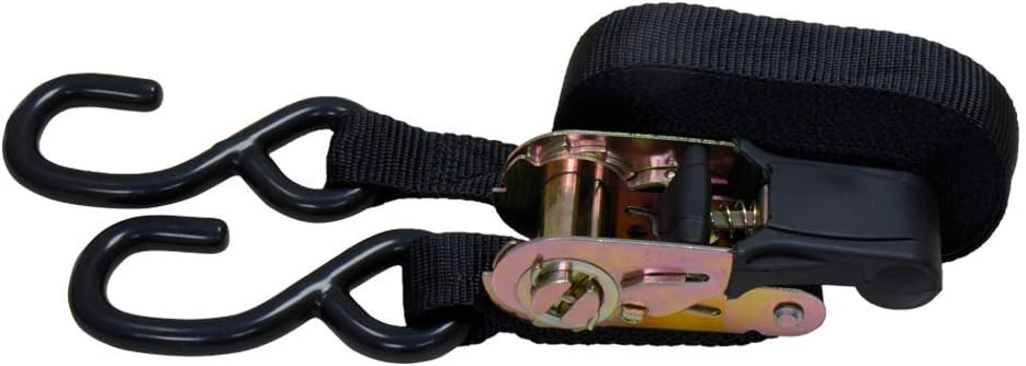 1" x 15ft Ratchet Tie Down Straps for Cargo, 500 lbs Load Cap, 1500 lbs Break Strength, Black, 12-Pack